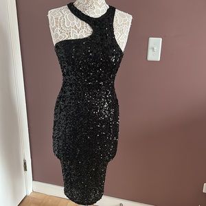 CLUB L LONDON Black Seduce Me Sequin Midi Dress